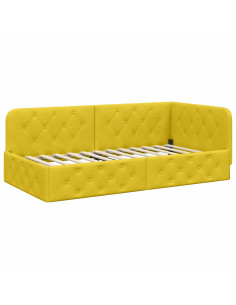 Cornice del letto ad angolo Giallo 90 x 190 cm Velluto 2