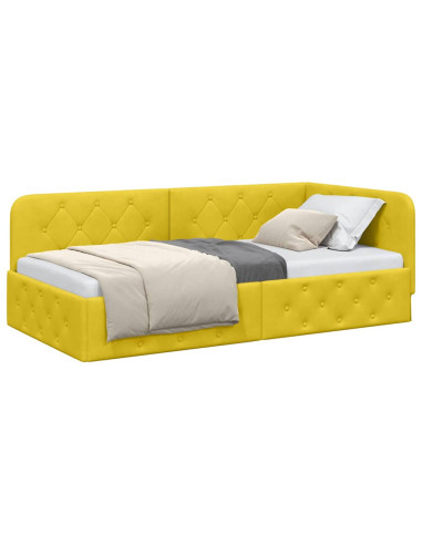 Cornice del letto ad angolo Giallo 90 x 190 cm Velluto