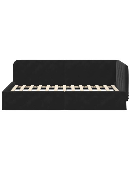 Cornice del letto ad angolo Nero 90 x 200 cm Velluto