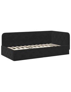 Cornice del letto ad angolo Nero 100 x 200 cm Velluto 2