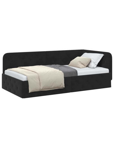 Cornice del letto ad angolo Nero 100 x 200 cm Velluto