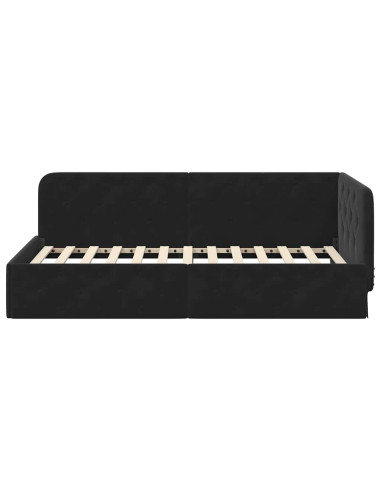 Cornice del letto ad angolo Nero 100 x 200 cm Velluto