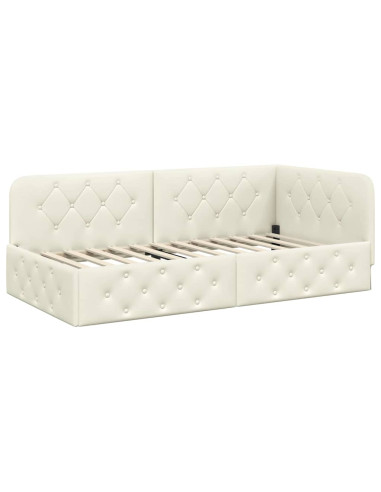 Cornice del letto ad angolo Crema 100 x 200 cm Velluto