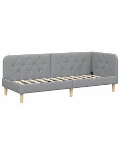 Cornice del letto ad angolo Grigio chiaro 80 x 200 cm Tessuto 2