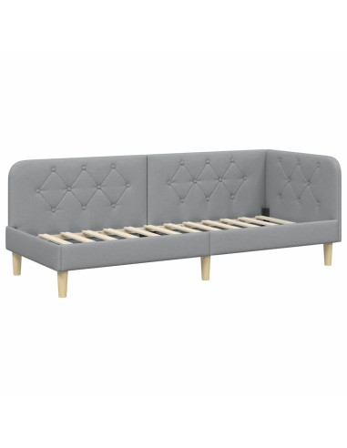 Cornice del letto ad angolo Grigio chiaro 80 x 200 cm Tessuto