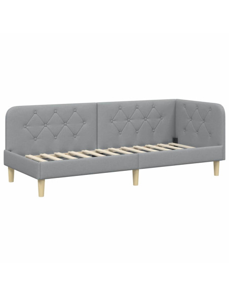 Cornice del letto ad angolo Grigio chiaro 80 x 200 cm Tessuto