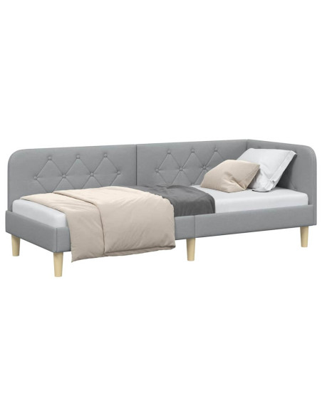 Cornice del letto ad angolo Grigio chiaro 80 x 200 cm Tessuto