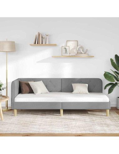 Cornice del letto ad angolo Grigio chiaro 80 x 200 cm Tessuto