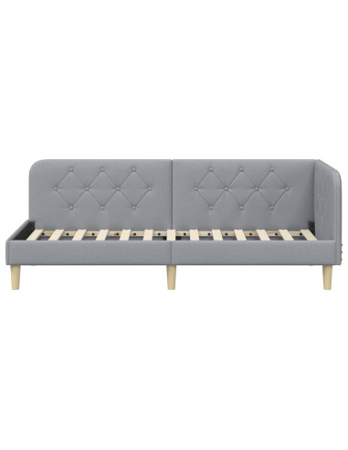 Cornice del letto ad angolo Grigio chiaro 80 x 200 cm Tessuto