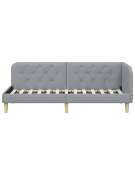 Cornice del letto ad angolo Grigio chiaro 80 x 200 cm Tessuto