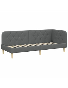 Cornice del letto ad angolo Grigio scuro 80 x 200 cm Tessuto 2