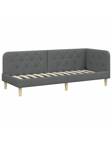 Cornice del letto ad angolo Grigio scuro 80 x 200 cm Tessuto