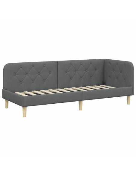 Cornice del letto ad angolo Grigio scuro 80 x 200 cm Tessuto