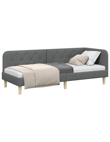 Cornice del letto ad angolo Grigio scuro 80 x 200 cm Tessuto