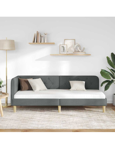 Cornice del letto ad angolo Grigio scuro 80 x 200 cm Tessuto