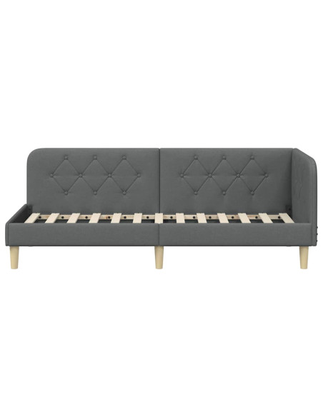 Cornice del letto ad angolo Grigio scuro 80 x 200 cm Tessuto