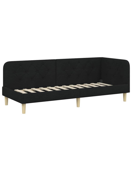 Cornice del letto ad angolo Nero 80 x 200 cm Tessuto