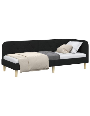Cornice del letto ad angolo Nero 80 x 200 cm Tessuto