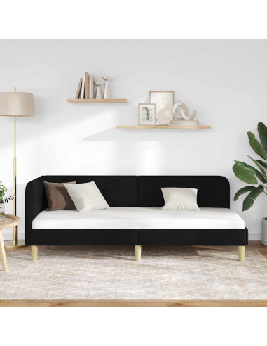 Cornice del letto ad angolo Nero 80 x 200 cm Tessuto