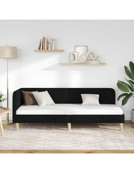 Cornice del letto ad angolo Nero 80 x 200 cm Tessuto