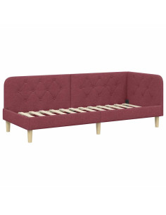 Cornice del letto ad angolo Rosso Vino 80 x 200 cm Tessuto 2