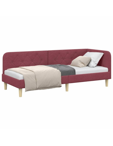 Cornice del letto ad angolo Rosso Vino 80 x 200 cm Tessuto