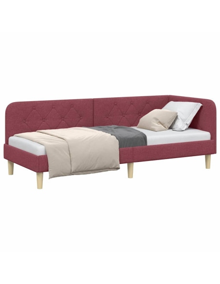 Cornice del letto ad angolo Rosso Vino 80 x 200 cm Tessuto