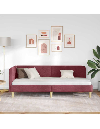 Cornice del letto ad angolo Rosso Vino 80 x 200 cm Tessuto