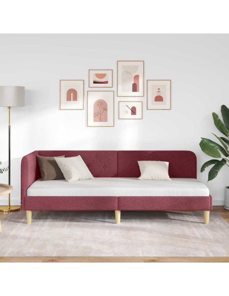 Cornice del letto ad angolo Rosso Vino 80 x 200 cm Tessuto