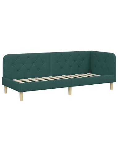 Cornice del letto ad angolo Verde Scuro 80 x 200 cm Tessuto