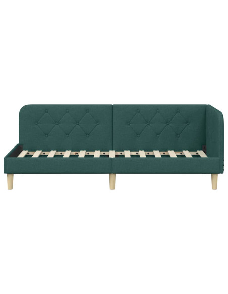 Cornice del letto ad angolo Verde Scuro 80 x 200 cm Tessuto