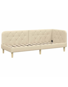 Cornice del letto ad angolo Crema 80 x 200 cm Tessuto 2