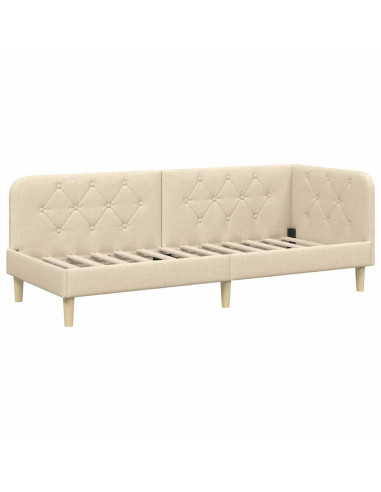 Cornice del letto ad angolo Crema 80 x 200 cm Tessuto