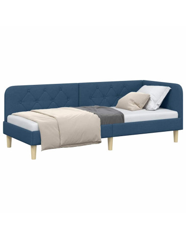 Cornice del letto ad angolo Blu 80 x 200 cm Tessuto