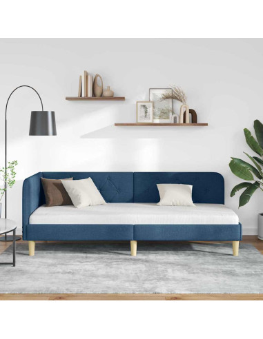 Cornice del letto ad angolo Blu 80 x 200 cm Tessuto