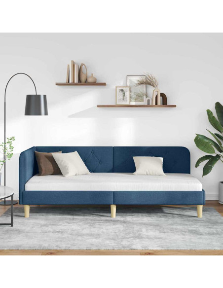 Cornice del letto ad angolo Blu 80 x 200 cm Tessuto