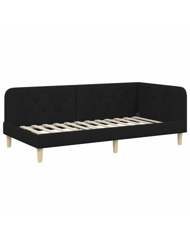 Cornice del letto ad angolo Nero 90 x 190 cm Tessuto