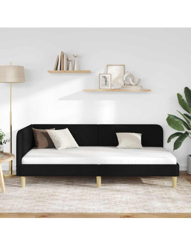 Cornice del letto ad angolo Nero 90 x 190 cm Tessuto