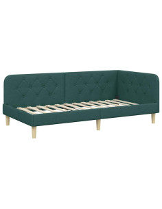 Cornice del letto ad angolo Verde Scuro 90 x 190 cm Tessuto 2