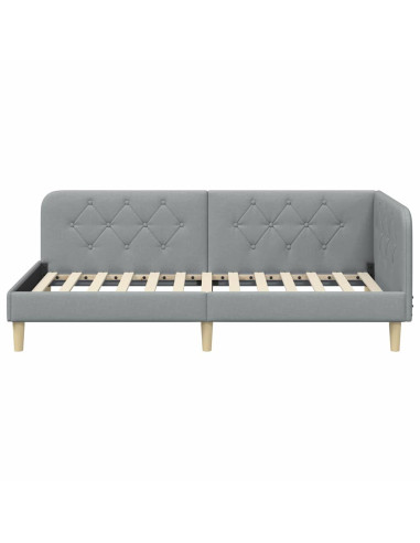 Cornice del letto ad angolo Grigio chiaro 90 x 200 cm Tessuto