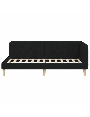 Cornice del letto ad angolo Nero 90 x 200 cm Tessuto