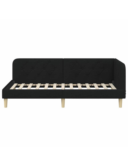 Cornice del letto ad angolo Nero 90 x 200 cm Tessuto