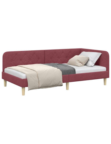 Cornice del letto ad angolo Rosso Vino 90 x 200 cm Tessuto