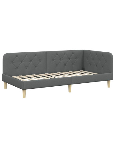 Cornice del letto ad angolo Grigio scuro 100 x 200 cm Tessuto