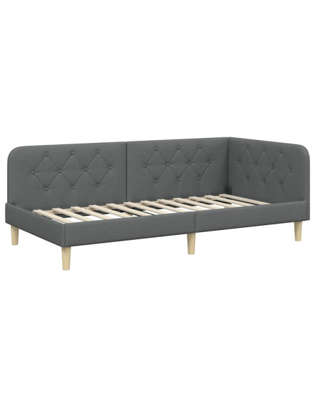 Cornice del letto ad angolo Grigio scuro 100 x 200 cm Tessuto