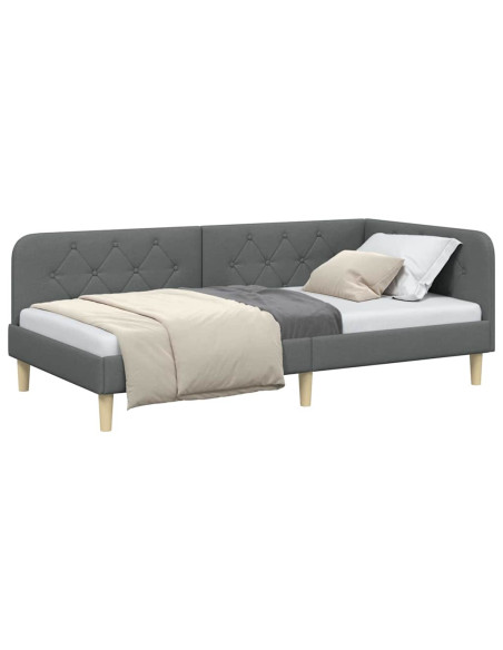 Cornice del letto ad angolo Grigio scuro 100 x 200 cm Tessuto