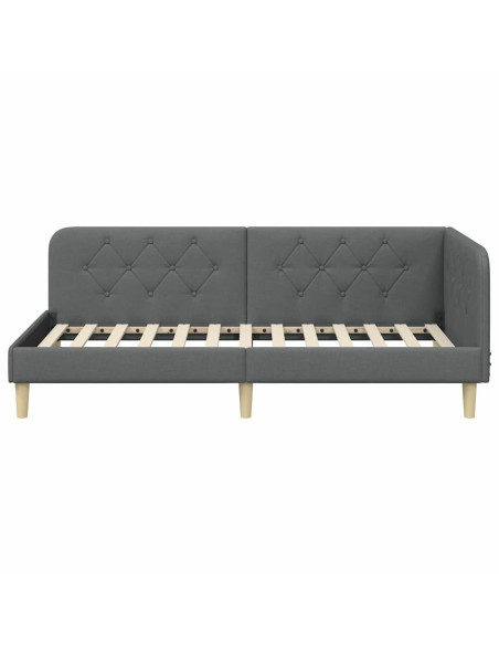 Cornice del letto ad angolo Grigio scuro 100 x 200 cm Tessuto