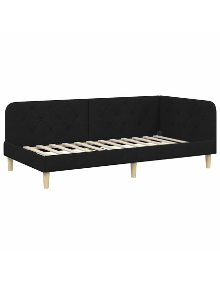 Cornice del letto ad angolo Nero 100 x 200 cm Tessuto