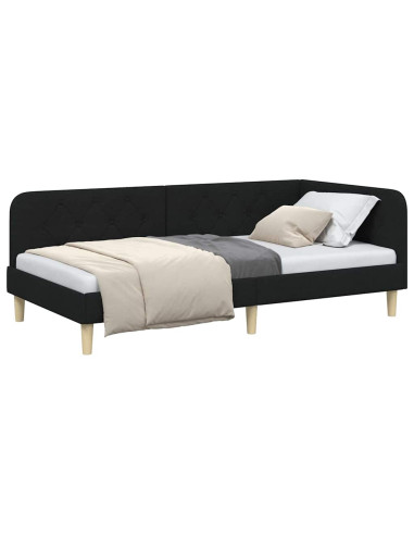 Cornice del letto ad angolo Nero 100 x 200 cm Tessuto