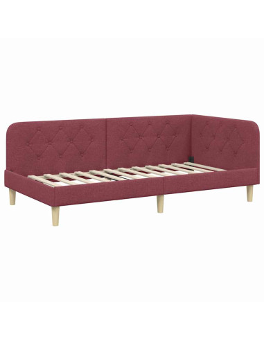 Cornice del letto ad angolo Rosso Vino 100 x 200 cm Tessuto